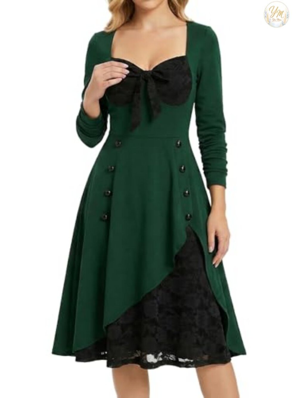 Gothic Steampunk Victorian A-Line Mini Dress Long Sleeve High Waist Cosplay